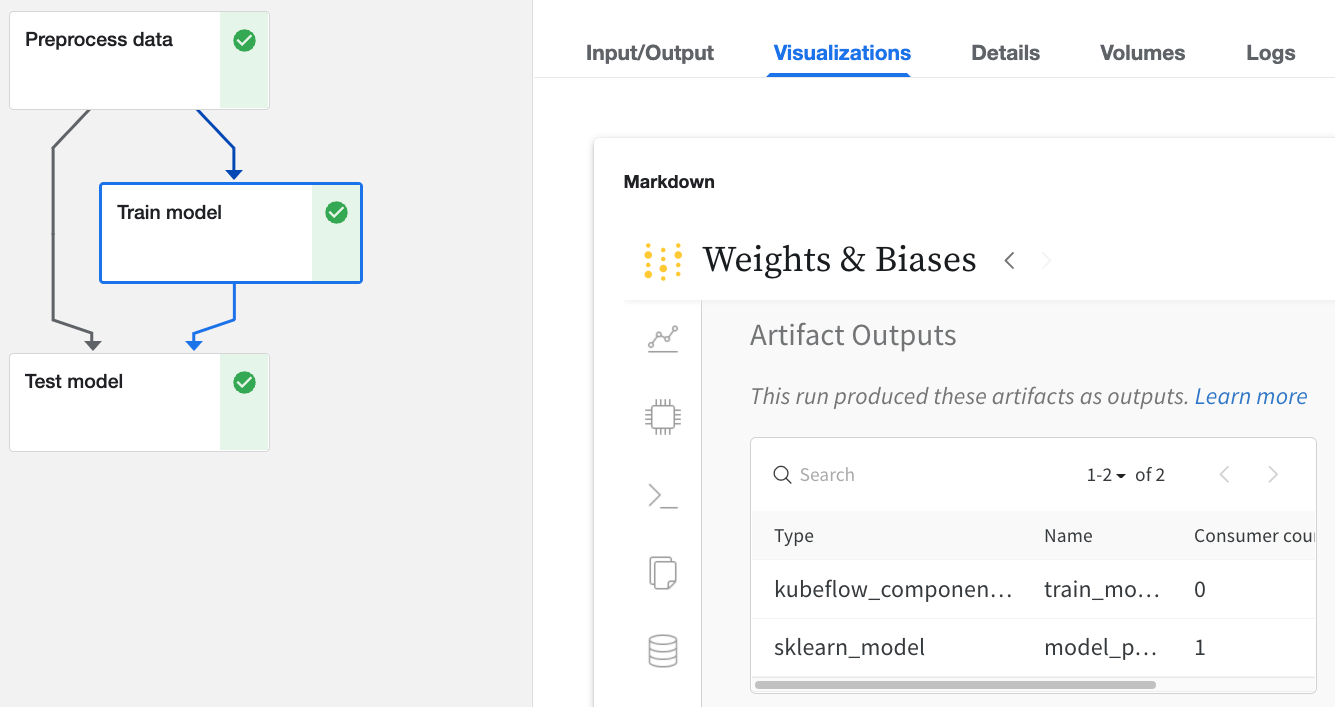 Kubeflow UI でのW&Bのビューを取得